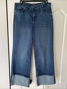NYDJ Dark Blue Wide Leg Jeans with Rolled Cuffs